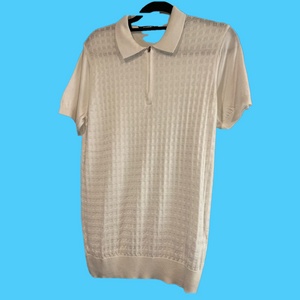 MCL~NWOT~Men’s~White~Lightweight~
Open Weave Knit~Polo Shirt~1/4 Zip~Size M